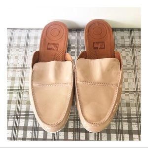 Fitflop Leather Comfort Slip On Loafers Tan Shiny